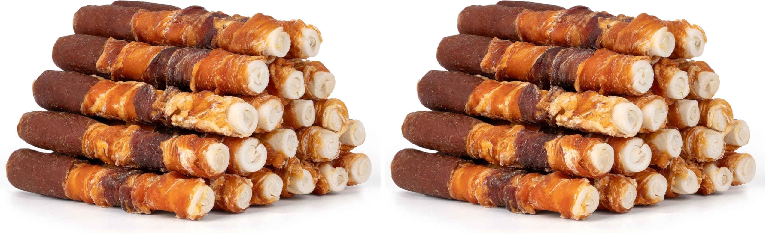 MON2SUN Dog Treats, Triple Flavor 6 Inch Chicken Liver Duck and Chicken Wrapped Rawhide Sticks, Teeth Cleaning Snacks for Medium Dogs, 35.27 oz (20 Count-Pack of 2)