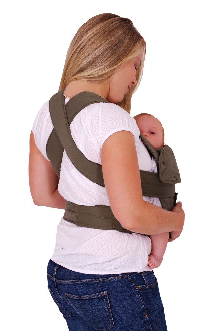 marsupi Mochila Portabebés - Para Bebés desde Recién Nacidos y Niños Hasta los 15 kg - Ligera y Compacta, Con Sistema de Sujeción Fácil y Resistente - Algodón Orgánico - Oliva S/M