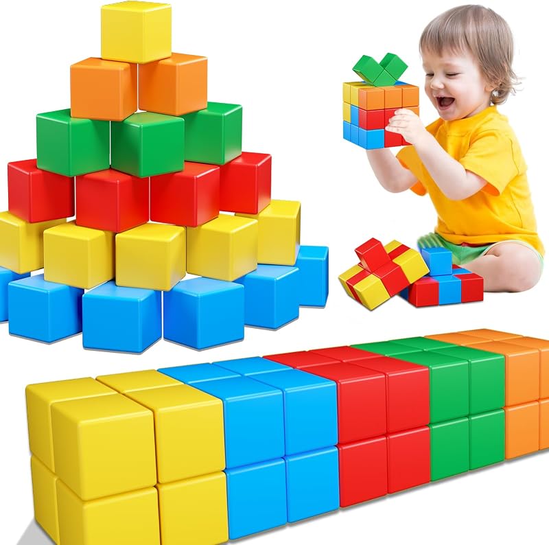 Bloques magnéticos KAEILORU para juguetes de niños pequeños, bloques de construcción magnéticos de 1,42 pulgadas | Cubos magnéticos para niños y niñas de 3, 4, 5, 6, 7 y 8 años, juguete STEM Montessori, juguete magnético sensorial educativo para niños de 3 a 5 años