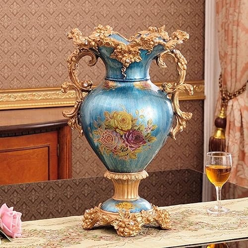 Miniatura 5 de Floreros grandes de resina retro de estilo europeo para sala de estar, comedor, centro de mesa, dormitorio, oficina, hotel, decoración del hogar,