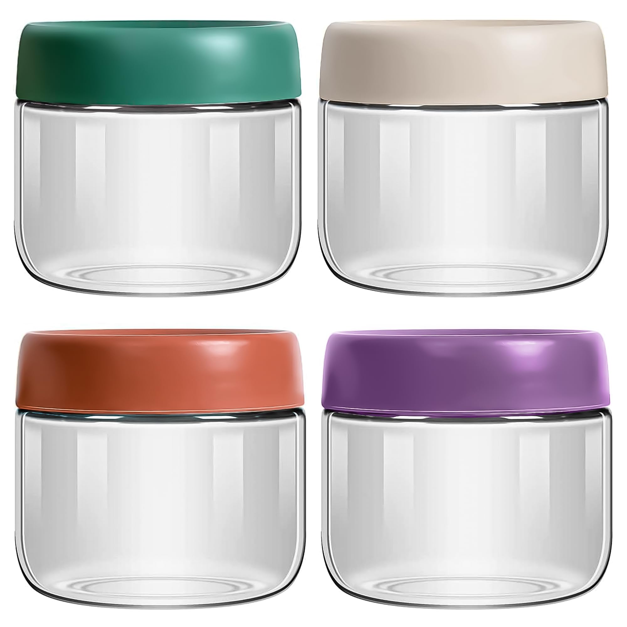 Crystalia Leak Proof Overnight Oats Jars With Lids 4PCs 300ml LEAD FREE  Overnight Oats Container, Breakfast Pots, Glass Yoghurt Pots with Lids Screw