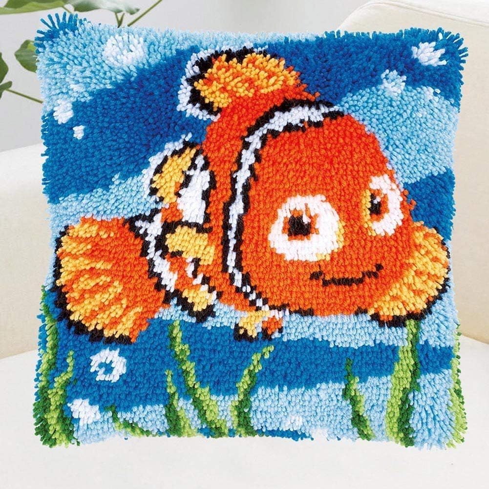 DIY Cushion Carpet Mat Latch Hook Rug Kits Cover Hand Craft Embroidery Pillowcase Crocheting Cartoon Handmade Baby Wedding Kids Parents Gift
