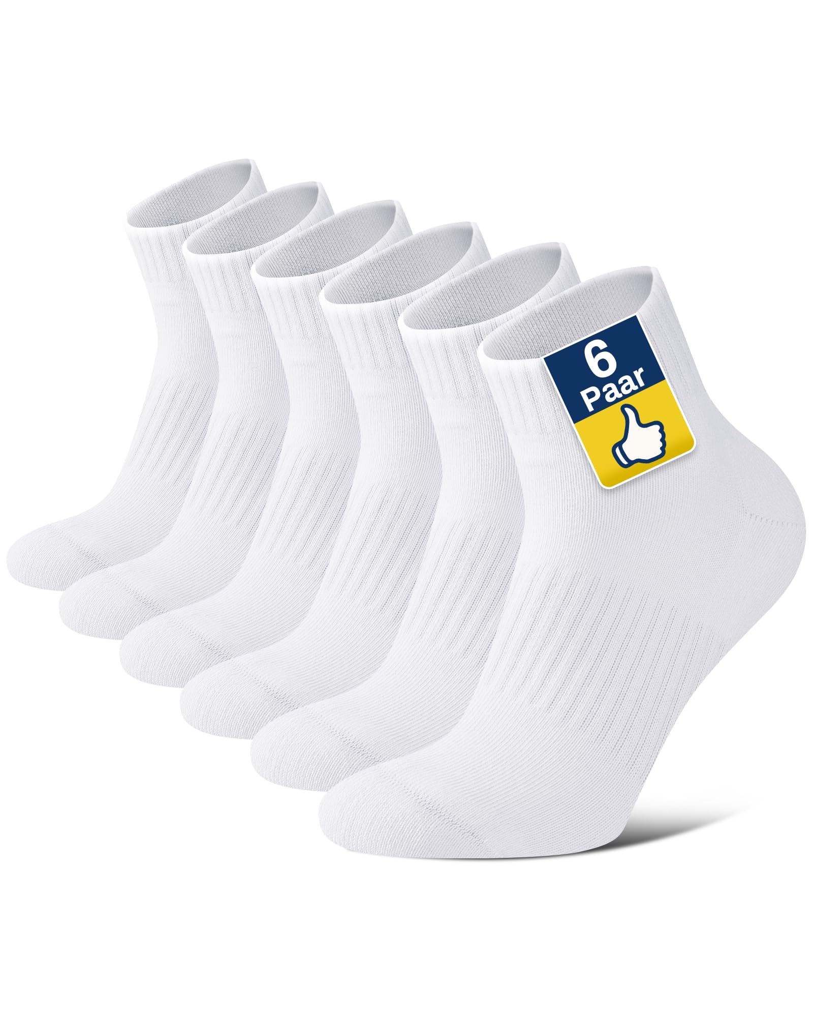 Niofind Sneaker Socken für Herren & Damen, Quarter Socken aus Baumwolle, Atmungsaktiv & Gepolstert als Sportsocken und Laufsocken, Ideal für Fitness, Radfahren & Arbeit