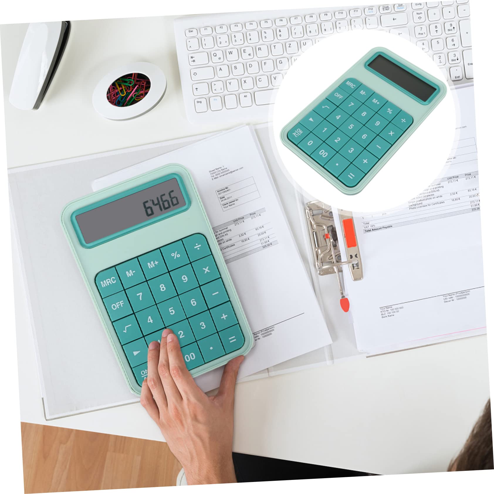 Calculadora de Oficina 12 Dígitos Pantalla LCD Grande Verde