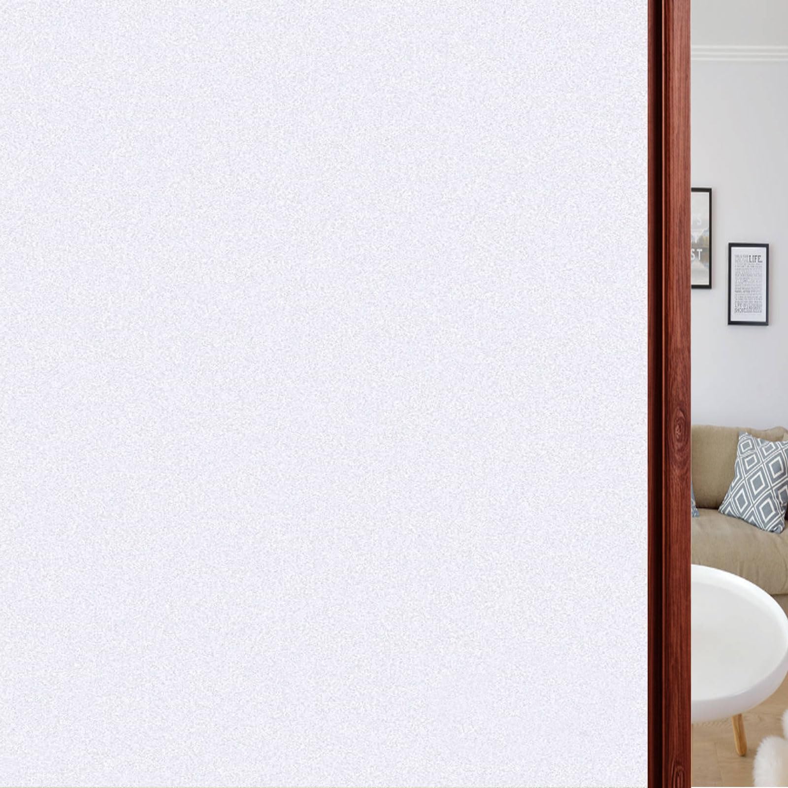 Liunadm White Frosted Window Film Privacy For Glass 70 X 150 Cm Removable Without Glue Or Residue Window Frosting Film, Self Adhesive Static Cling For Bathroom Kitchen,