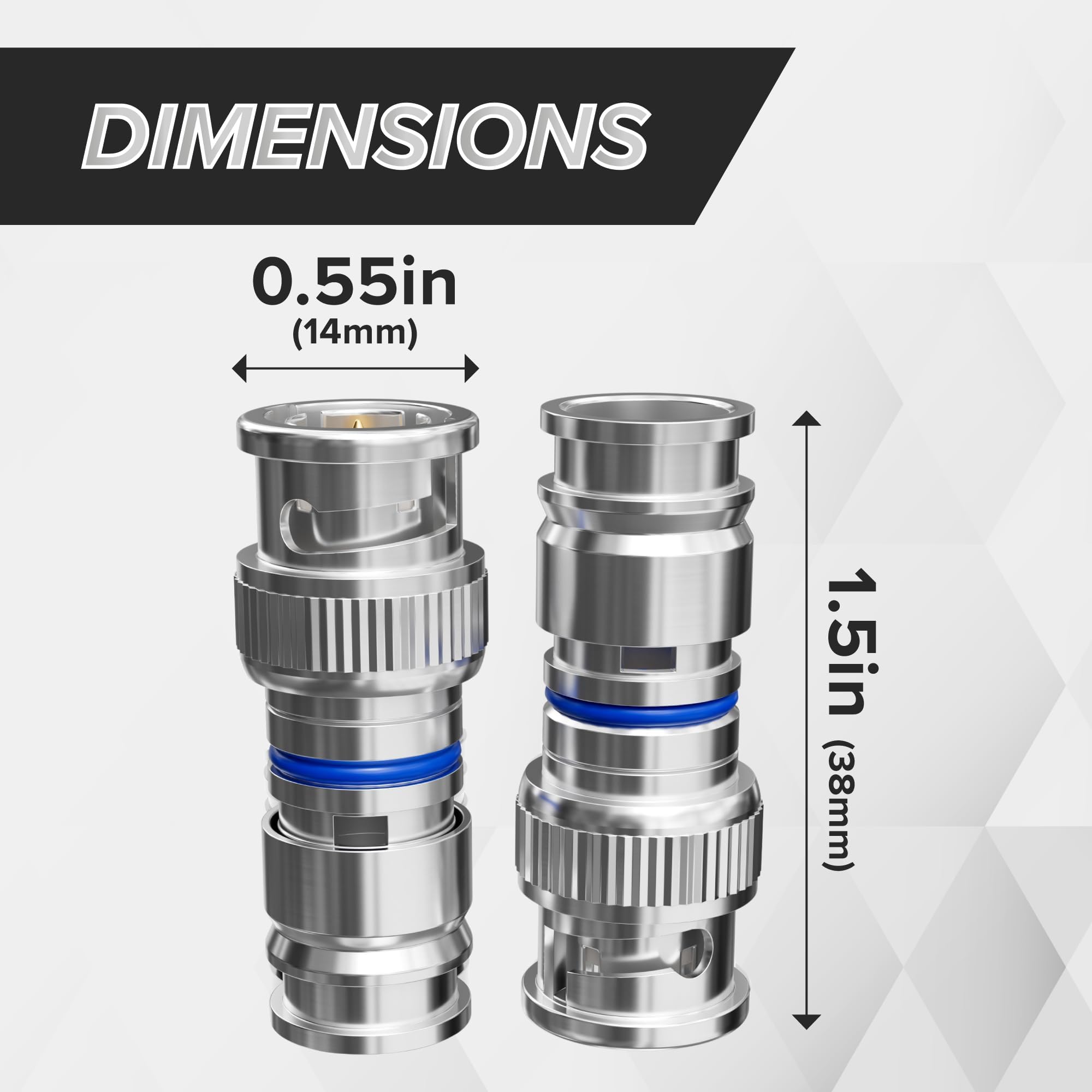 THE CIMPLE CO BNC-Kompressionsstecker für RG6-Koaxialkabel – RG6-BNC-Stecker für Überwachungskameras, CCTV, SDI, HD-SDI – Koaxialkabelenden, 100 Stück