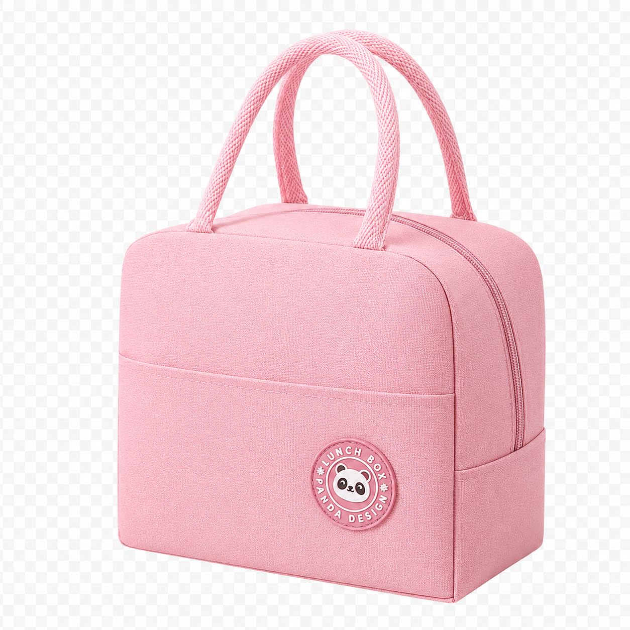 Insulated Lunch Bag for Office & School | Portable Lunch Box Bag with Front Pocket & Handle | Leakproof Food Storage Bag for Men, Women & Kids (Pink)-image-28