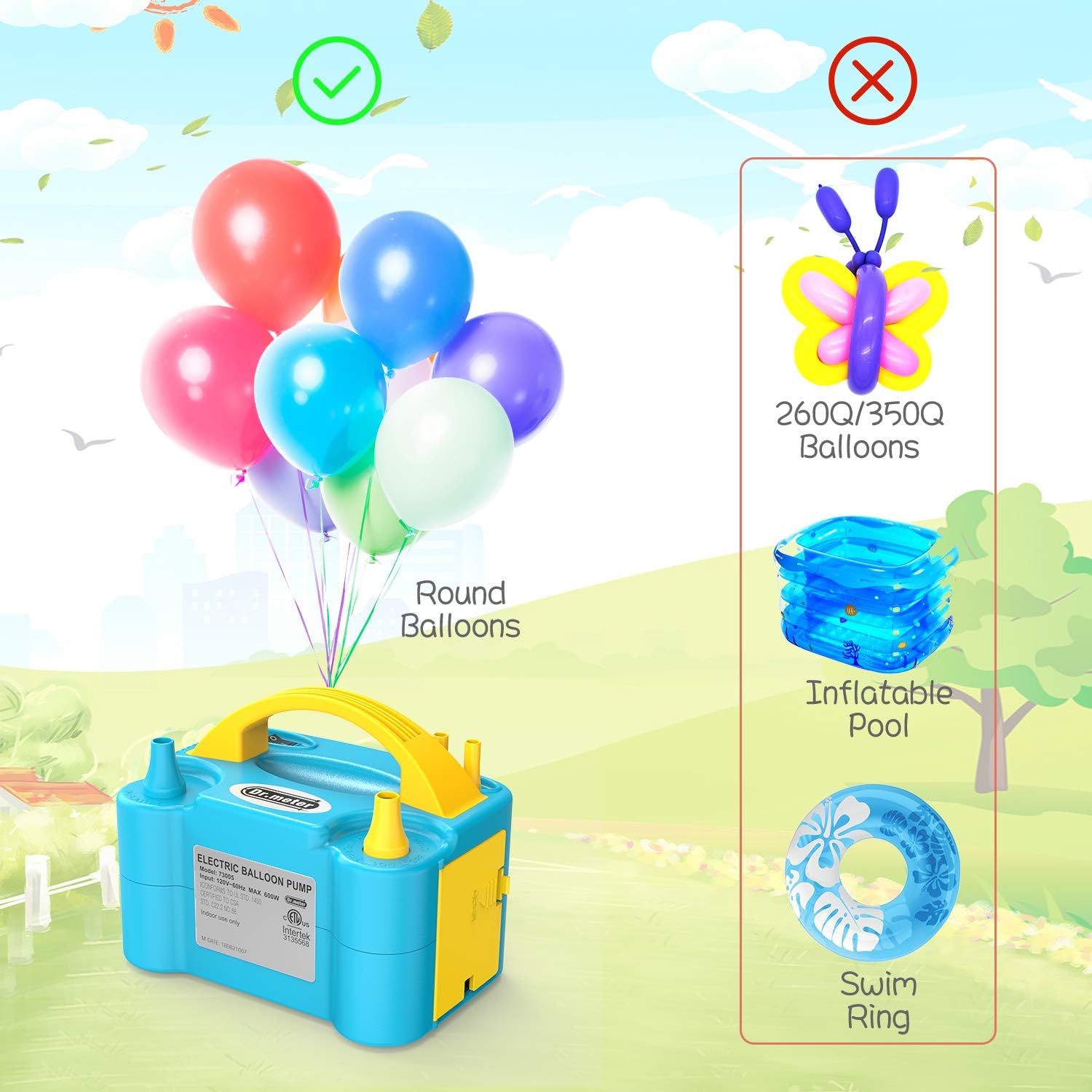 Electric Balloon Pump, Dr.meter Dual Nozzle Balloons Inflator