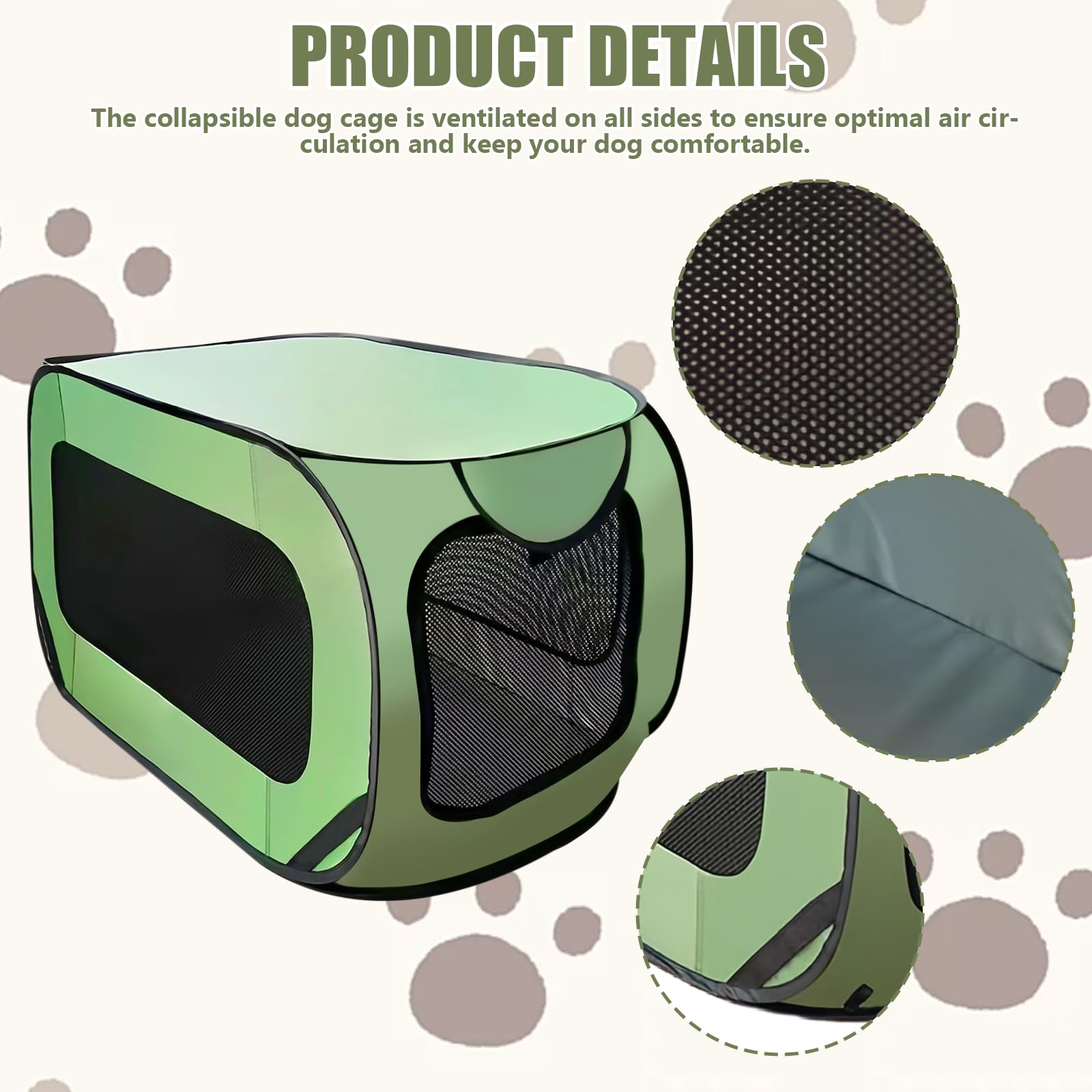 92 x 52 x 52 cm. Gabbia pieghevole per cani: trasportino portatile per cani con struttura in acciaio, tessuto Oxford impermeabile con cerniera, trasportino per cani