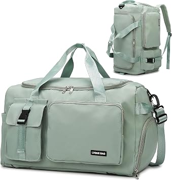 Eslcorri 20in Gym Travel Duffel Bag Backpack with Shoe & Wet Pocket, Green