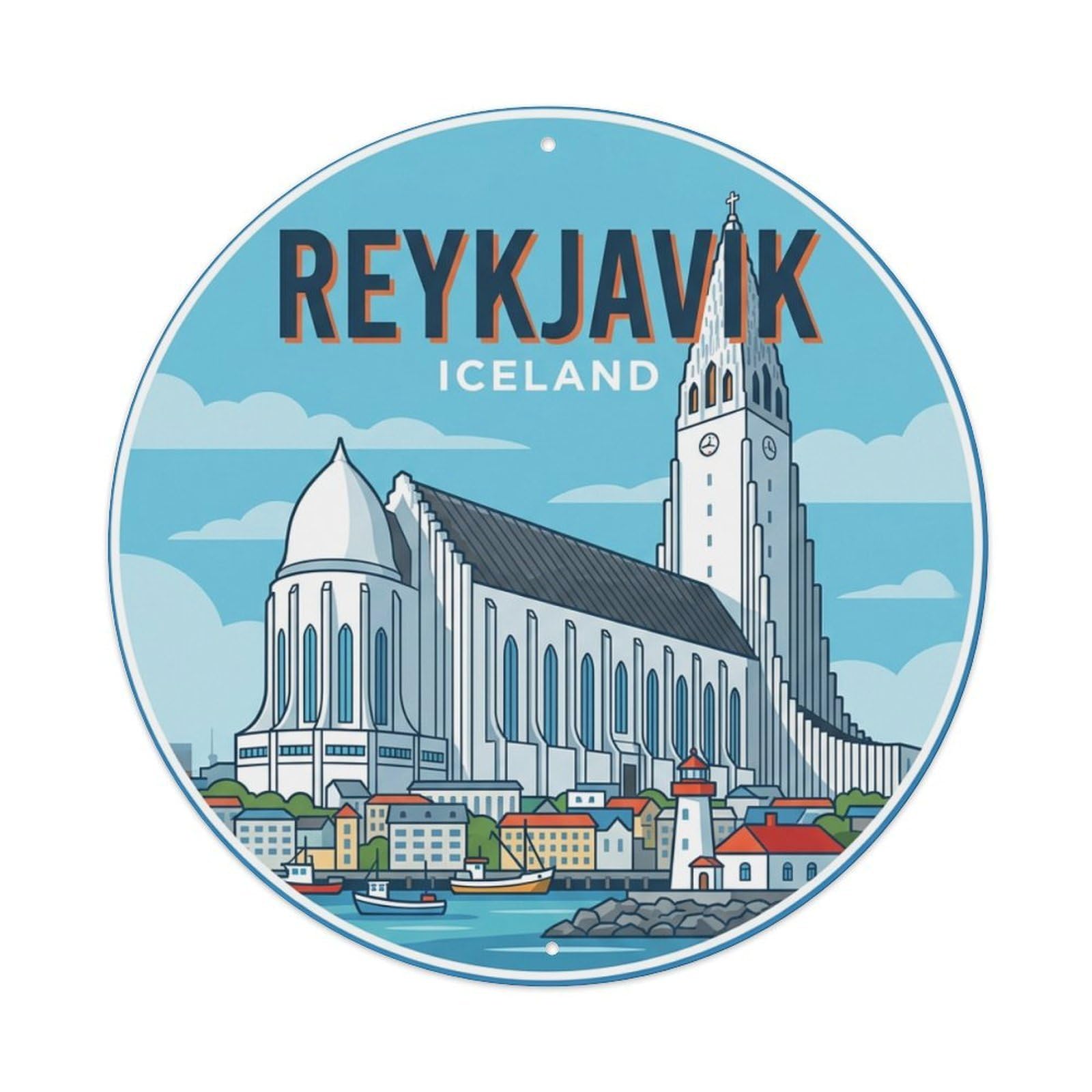 Galvaxio Style Vintage Travel Iceland Reykjavik Metal Tin Sign