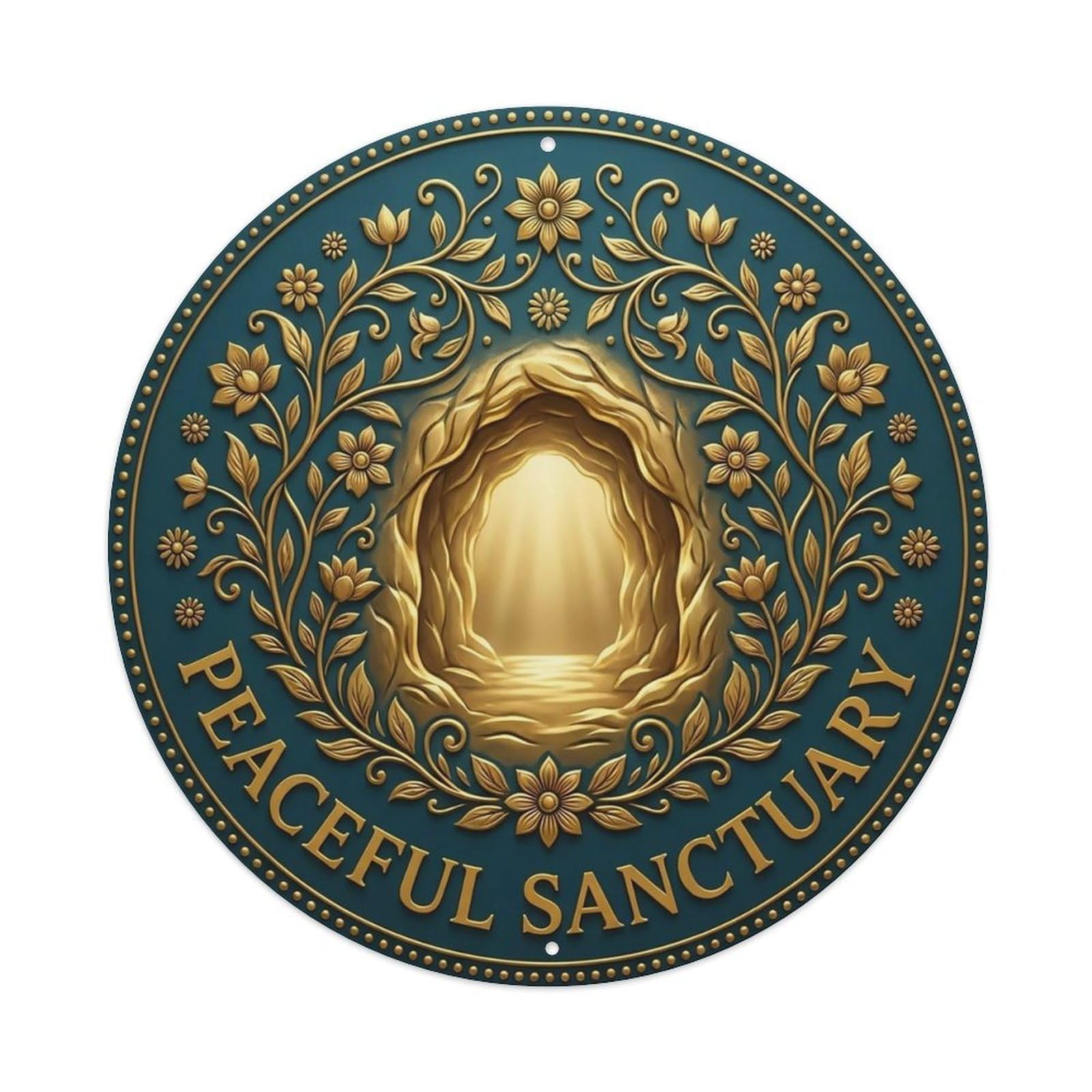 Vintage Peaceful Sanctuary Flower Zen Yoga Metal Tin Sign