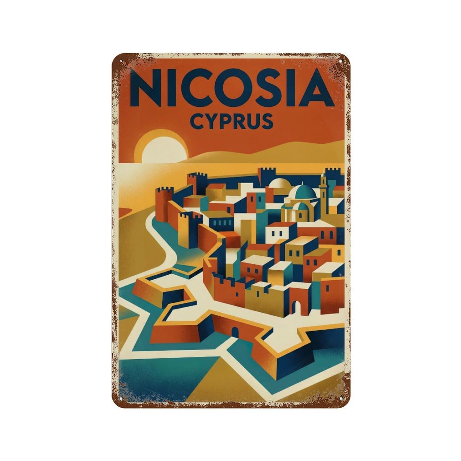 Galvaxio Style Cyprus Nicosia Vintage Travel Metal Tin Sign