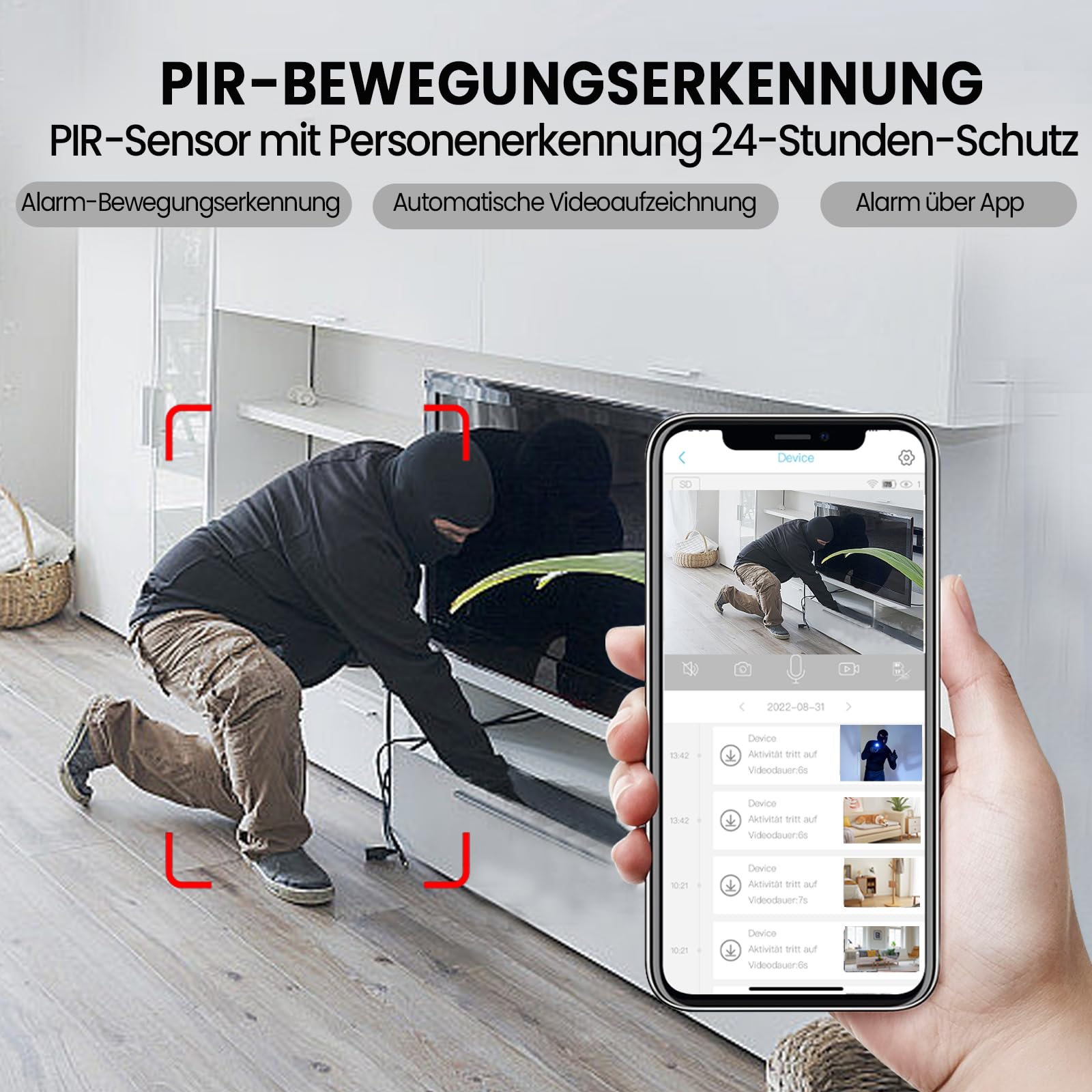 javiscam WLAN innenkamera mit akku,Überwachungskamera Innen Mini,Kameras mit Hochkapazitäts Akku,Bewegungsmelder,Nachtsicht SD/Cloud-Speicher für Baby & Haustier