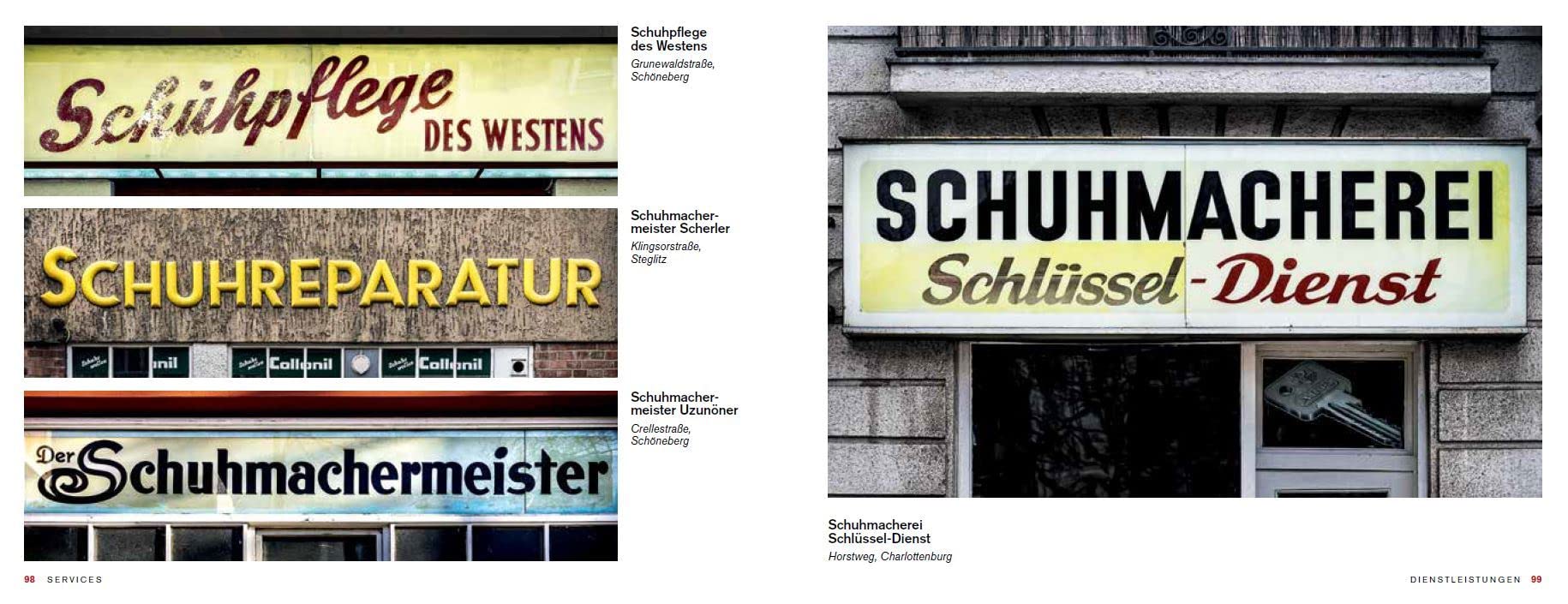 Berlin Typography /anglais: Ein visueller Streifzug durch die Stadt / A Visual Stroll Through the City. - [Straßenschilder, Ladenschilder & Schriftzüge]
