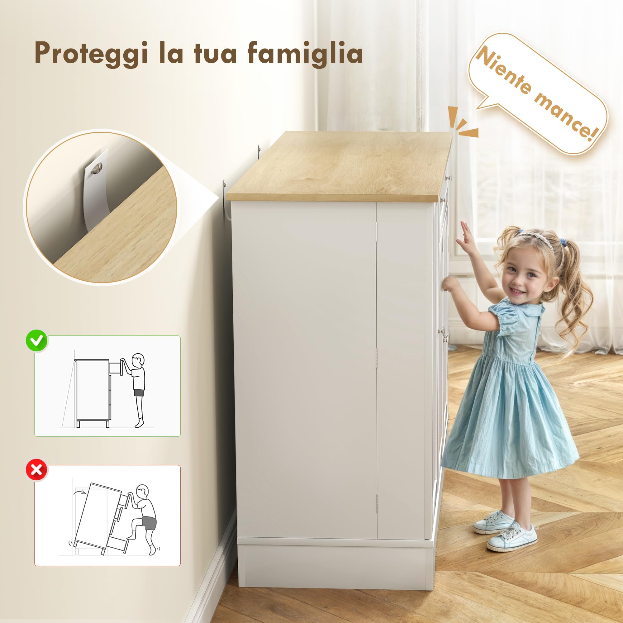 HOMCOM Credenza Cucina con Armadietti, Cassetto, Mobile Cucina con Ripiani Regolabili, Credenza Buffet per Sala da Pranzo, Soggiorno, Stile Moderno, 105x40x83 cm, Bianco