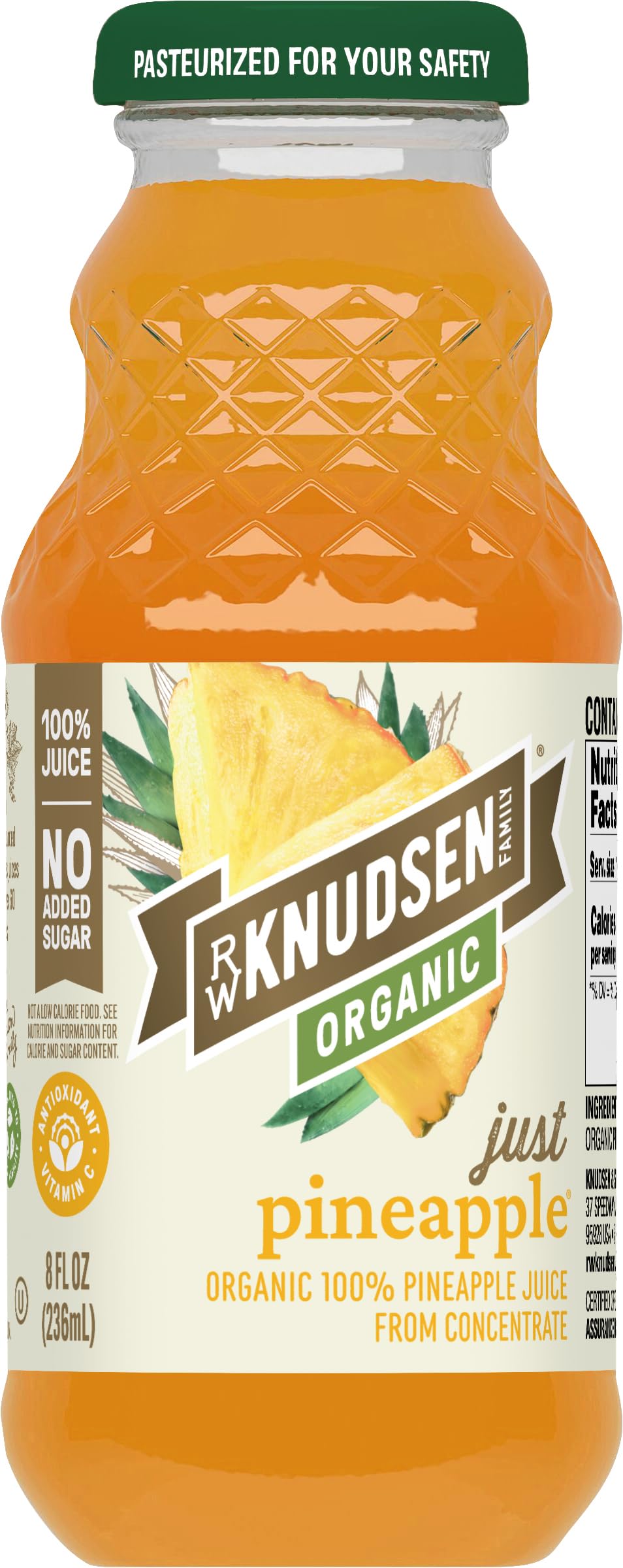 R.W. Knudsen Organic Just Pineapple Juice, 8 fl oz (12 Pack)