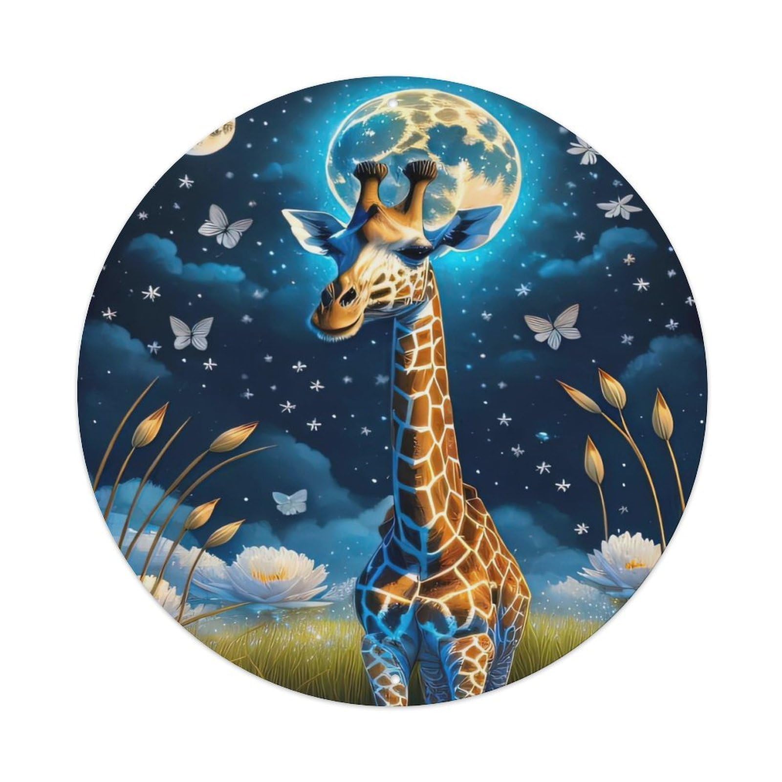 Animal Artwork Giraffe in Boat Vintage Metal Tin Sign Plaque Wall Decor for Cafe, Club Bar, Office, Garden Metal Poster 8x8Inch