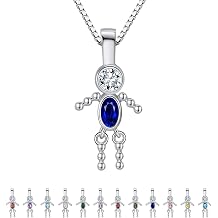 Baby Birthstone Pendant Necklace for Mom by Ginger Lyne | Birth Month Kids Charm for Grandma CZ Sterling Silver Necklace for Women with 18 Box Chain, Cubic Zirconia Boy or Girl Pendant