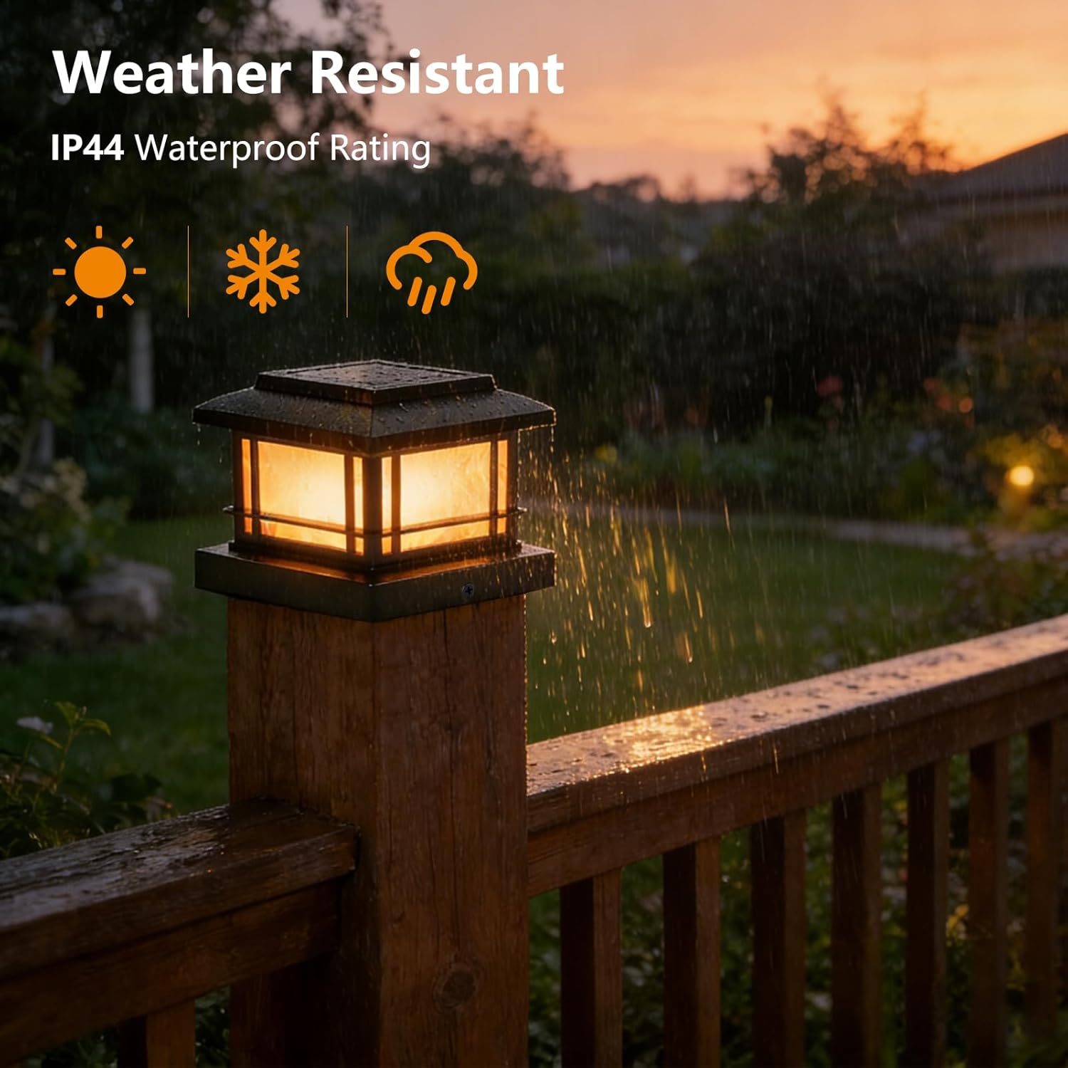 8 Pack Solar Post Cap Lights Outdoor with Flickering Flame, Fence Post Solar Lights Fit for 4x4 3.5x3.5 Wooden Vinyl Posts, Waterproof Solar Lamp for Garden, Deck, Patio, Yard Decor (Black)