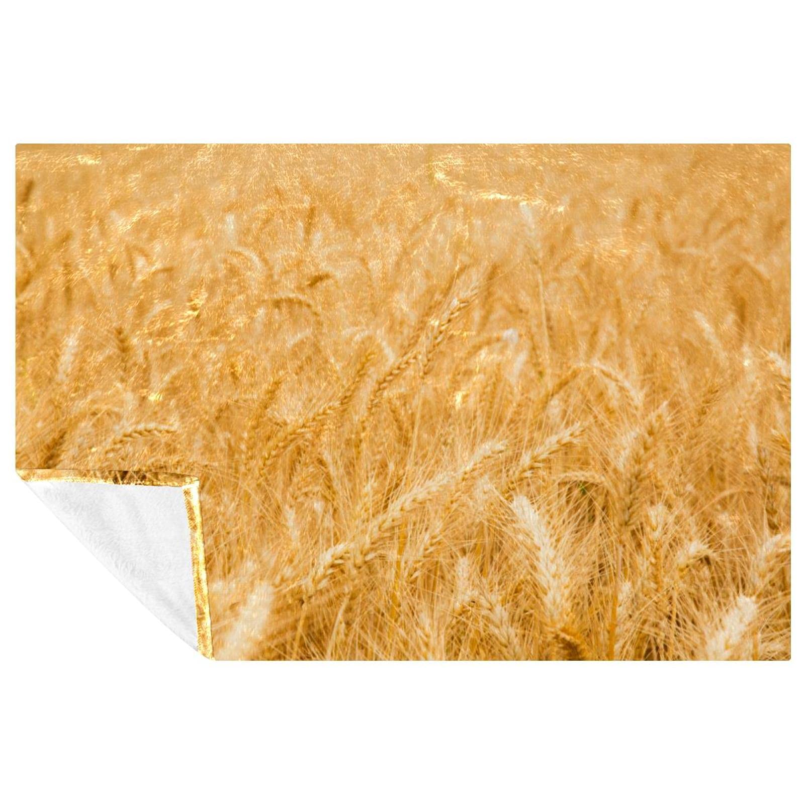 Couverture douce motif blé doré pour lit et canapé de 150x100 cm