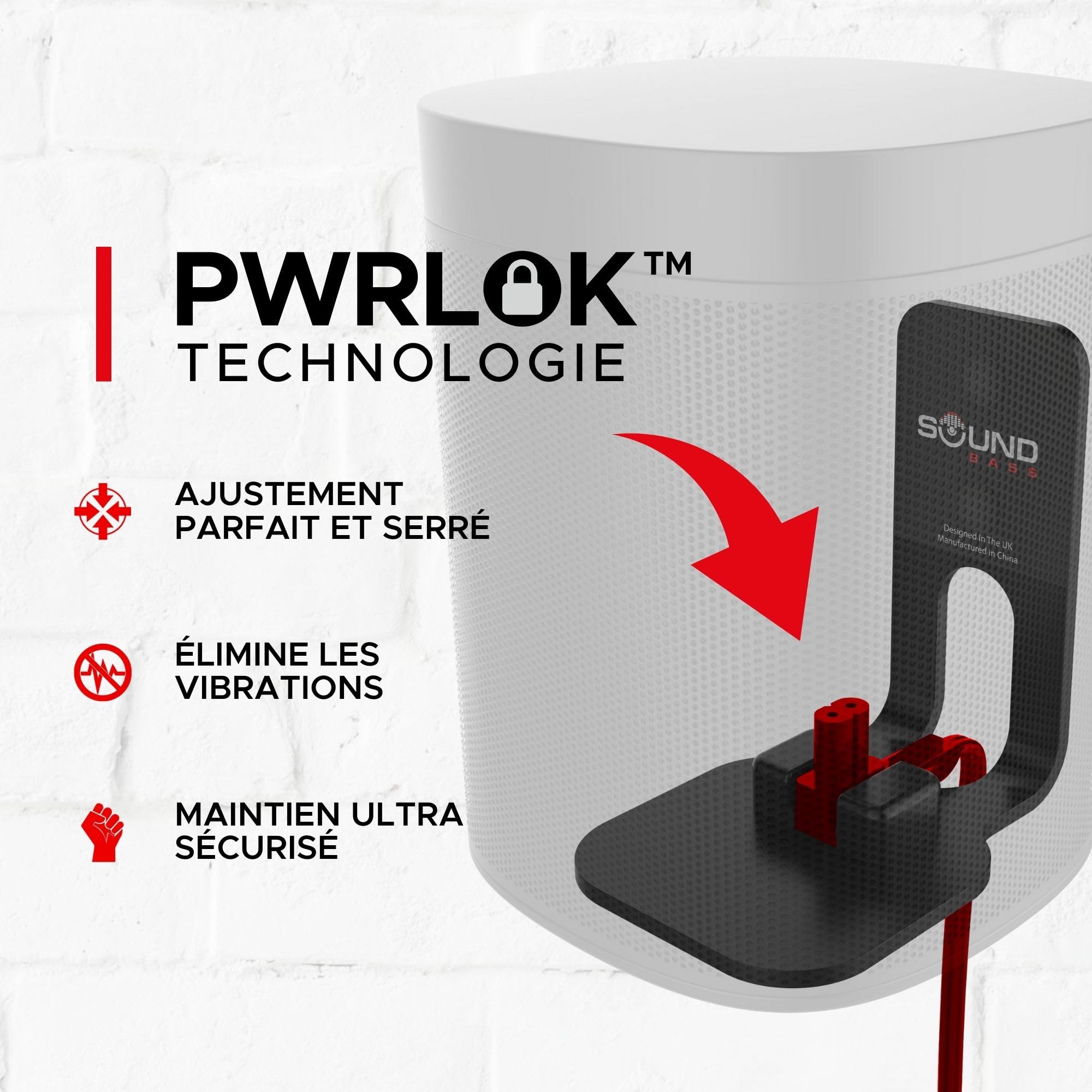 ONE, ONE Gen 2, ONE SL & Play:1 Support de Montage Mural, Noir, Compatible avec Les Haut-parleurs Sonos ONE, ONE Gen 2, ONE SL & PLAY1