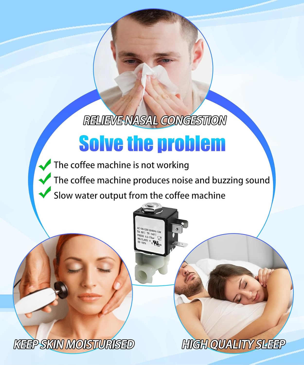 V799VN15PR44 Solenoid Valve 2 Way Fits For Breville Espresso Machines(120V 60Hz)