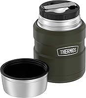 Vista 6 de THERMOS Stainless King Tarro de alimentos aislado al vacío con cuchara, 16 onzas, verde militar