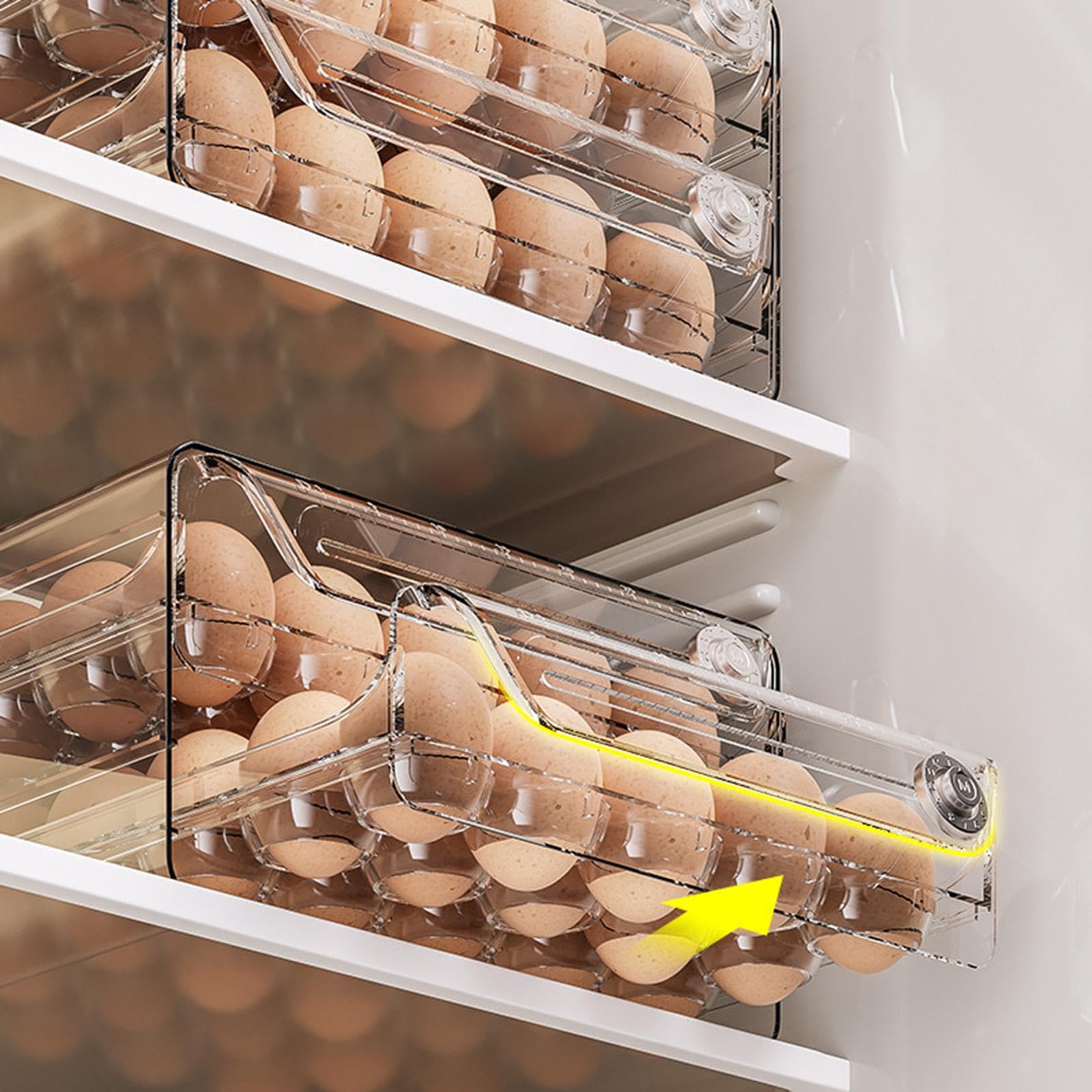 Juego de 2 bandejas organizadoras de huevos para nevera, armario de refrigerador, 20 rejillas