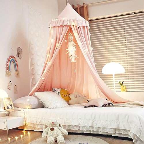Miniatura 2 de Kertnic Toldo decorativo para cama de niños, toldo suave y liso para decoración de habitación de niñas, castillo de princesa, ropa de cama de