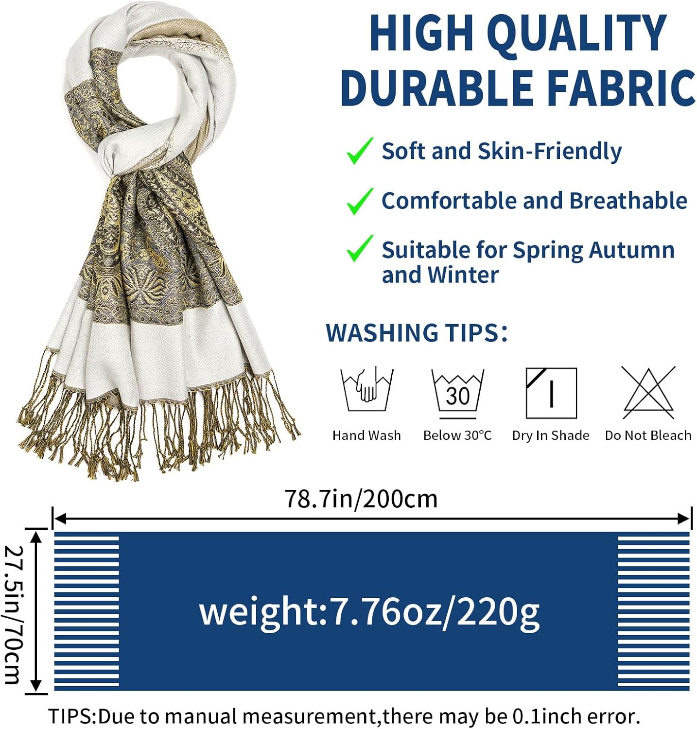 Paisley Pashmina Shawls and Wraps for Women Reversible Jacquard Festival Rave Pashmina Scarves with Fringe Vintage - Image 3