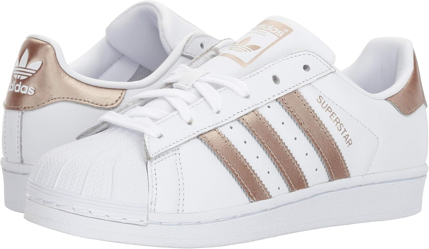 adidas Women's Superstar Shoes 5 White/Cyber Metallic/White