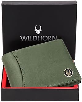 WildHorn Rfid Protected Leather Wallet For Men, Green Hunter
