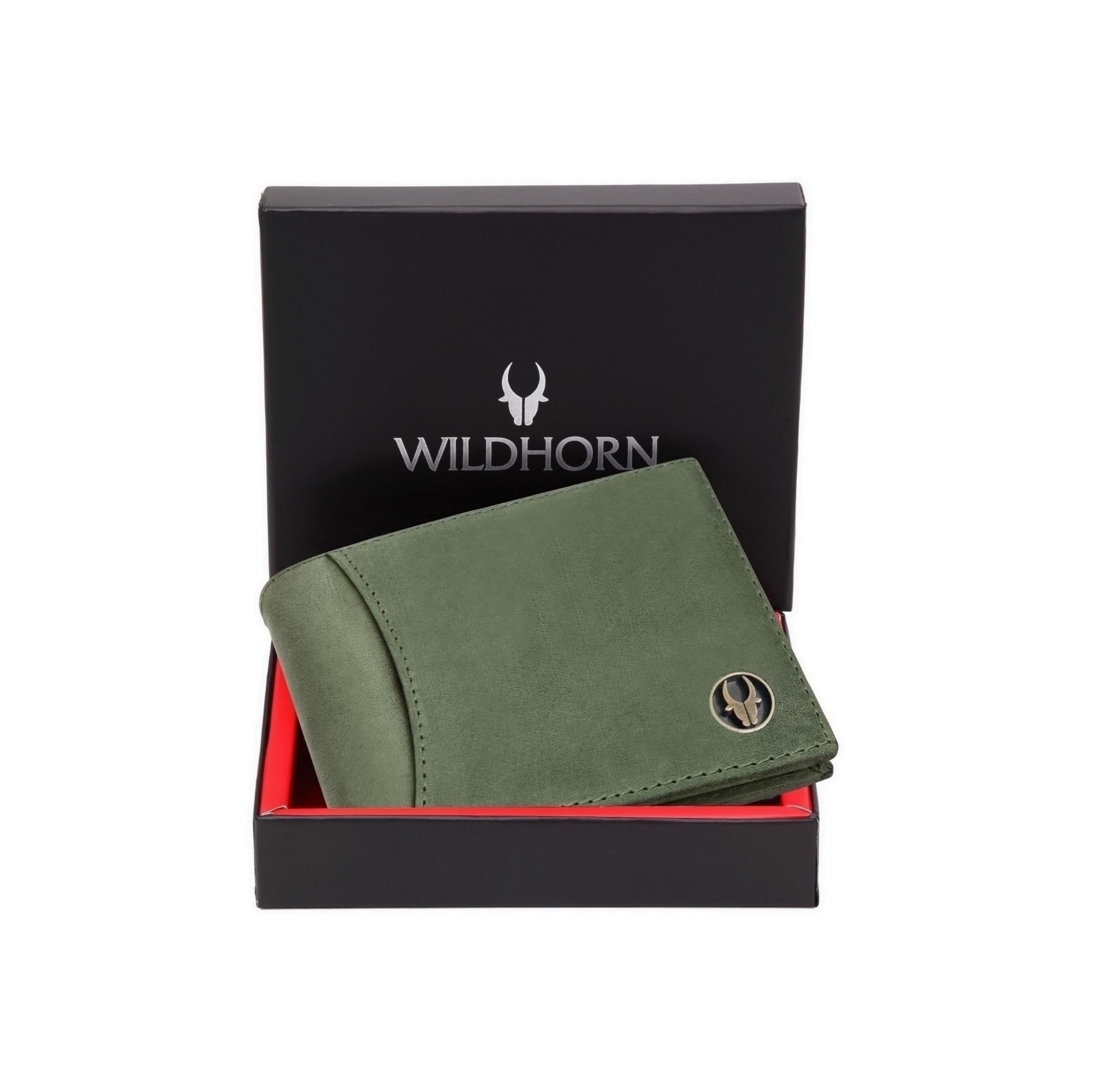 WildHorn Rfid Protected Leather Wallet For Men, Green Hunter