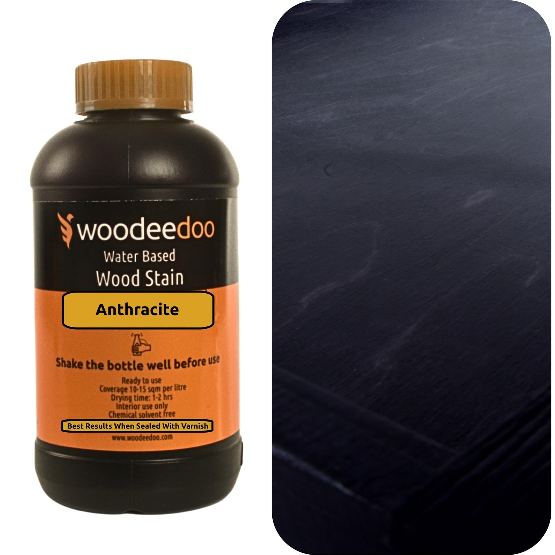 Woodeedoo Anthracite Water Based Wood Stain | Wood Dye | Ready To Use | Environmentally Friendly | Solvent Free | Odour Free | 1 L |