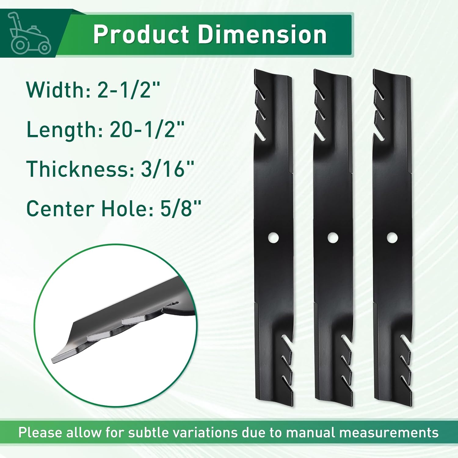 96-319 Gator Blades for 60" Deck, Compatible with T oro Z Master G3 Z500 Z557 Z555 Z587L Z588E, Replaces 105-777-03 105-8777-03 105-8777 105-7777, 6 Pack