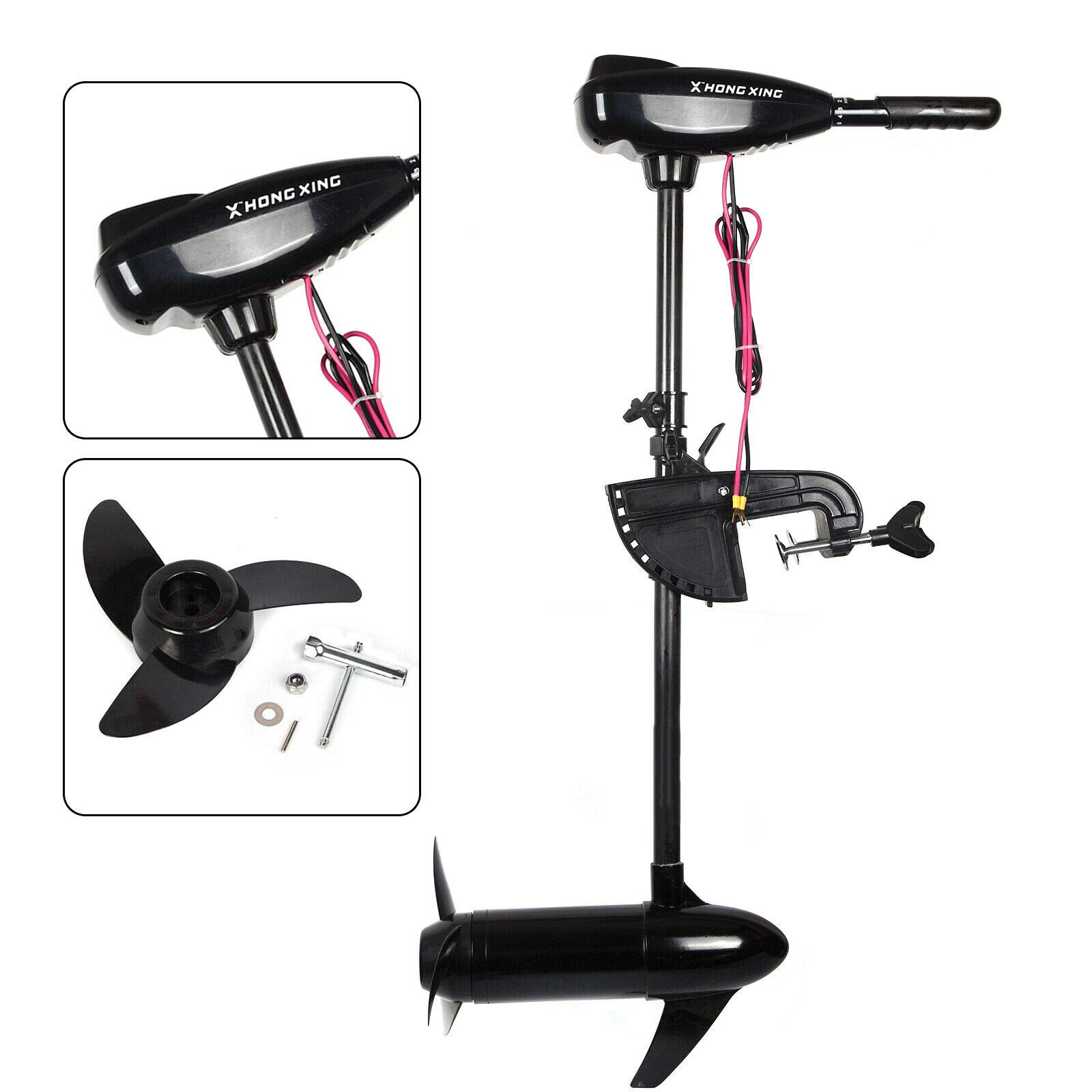 Motor eléctrico fueraborda, 800 W, 12 V, motor fueraborda, motor fueraborda, 80 LBS de alto rendimiento, motor de barco para barcos, botes inflables