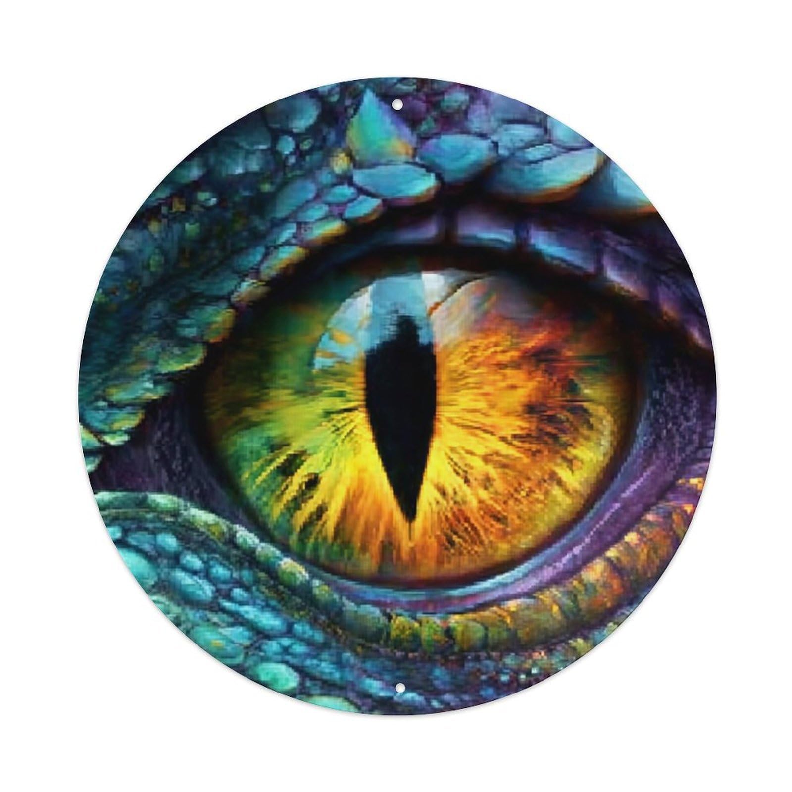 Vibrant Dragon Eye Scale Pattern Retro Metal Tin Sign, Vintage Metal Poster for home, Gaming Room, Studio Workshop,Bar,Garage Wall Art Decor 8x8 inch