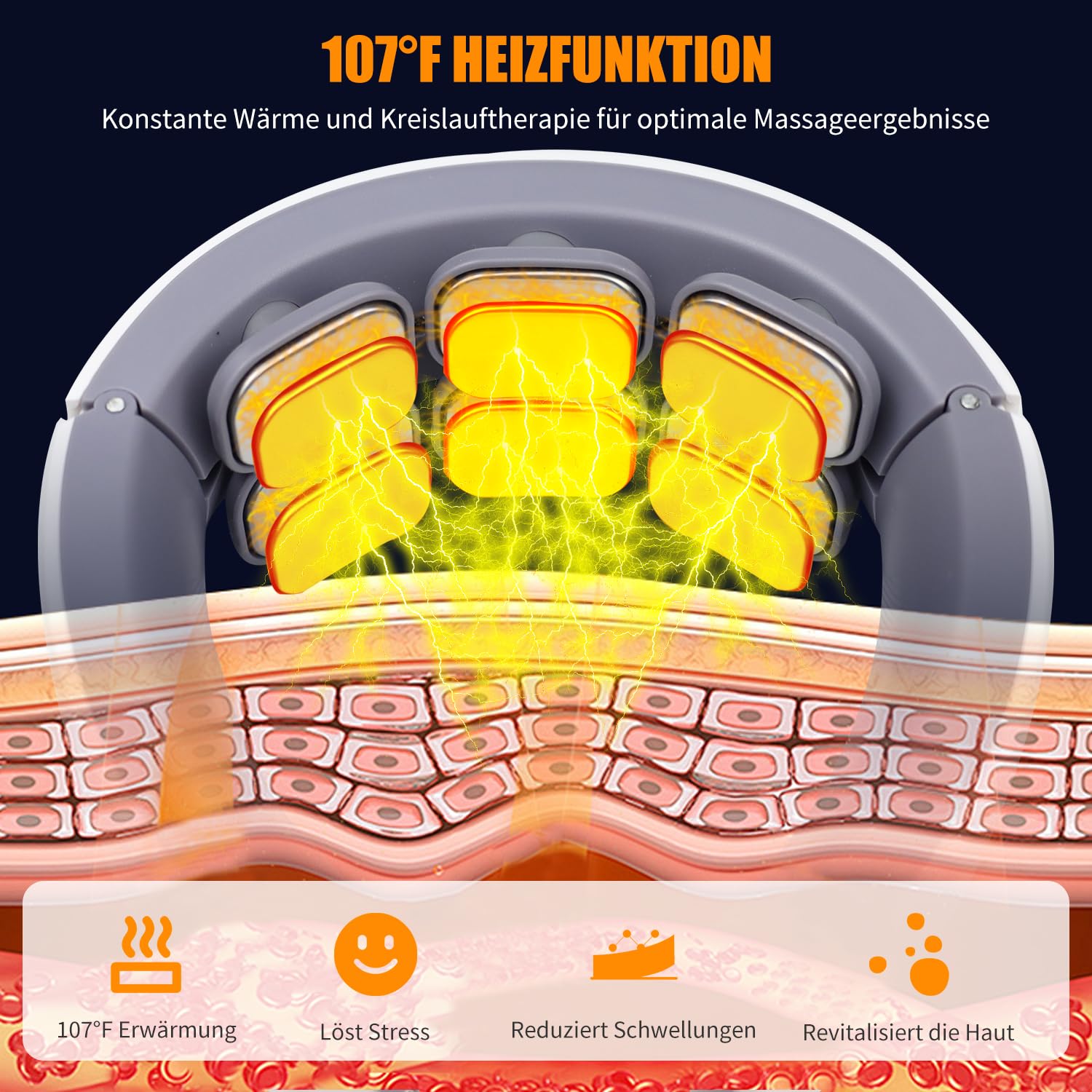 Aohcae Neurotex Nackenmassagegerät, Nurotex 11-In-1 Nackenlösung mit 6 Elektrotherapie-Köpfen, 6 Modi 9 Intensitätsstufen Tragbares Elektrisches Nackenmassagegerät für Zuhause Büro Reise