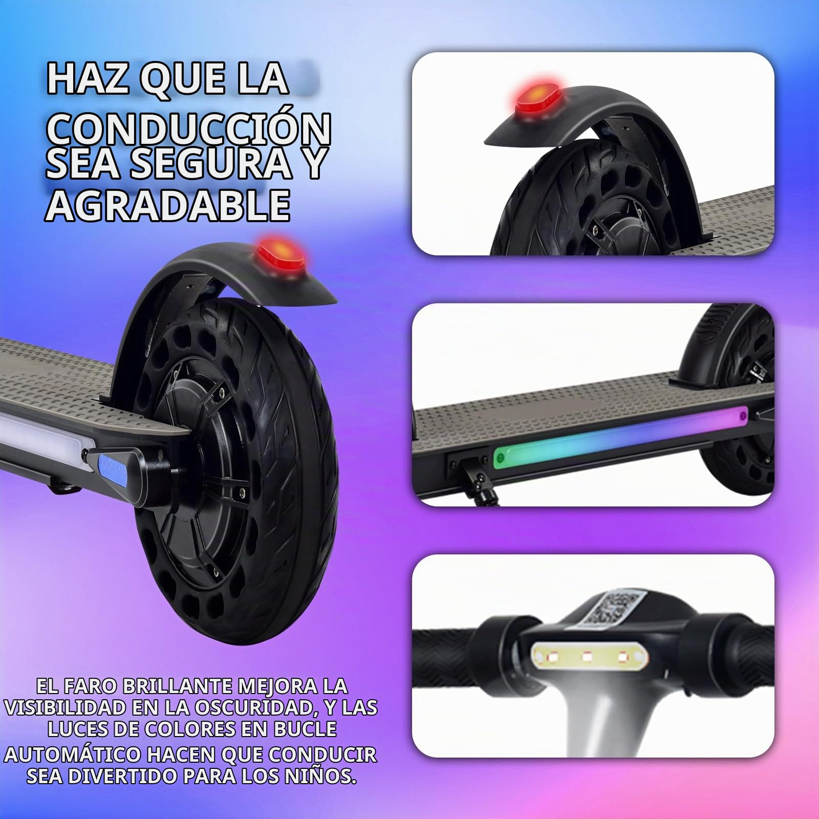 Patinete Eléctrico para Niños 8-16 Años - Scooter Infantil Plegable con Pantalla LED, 20KM Autonomía, 25 km/h, Altura y Velocidad Ajustable - Patinete Eléctrico para Adolescentes