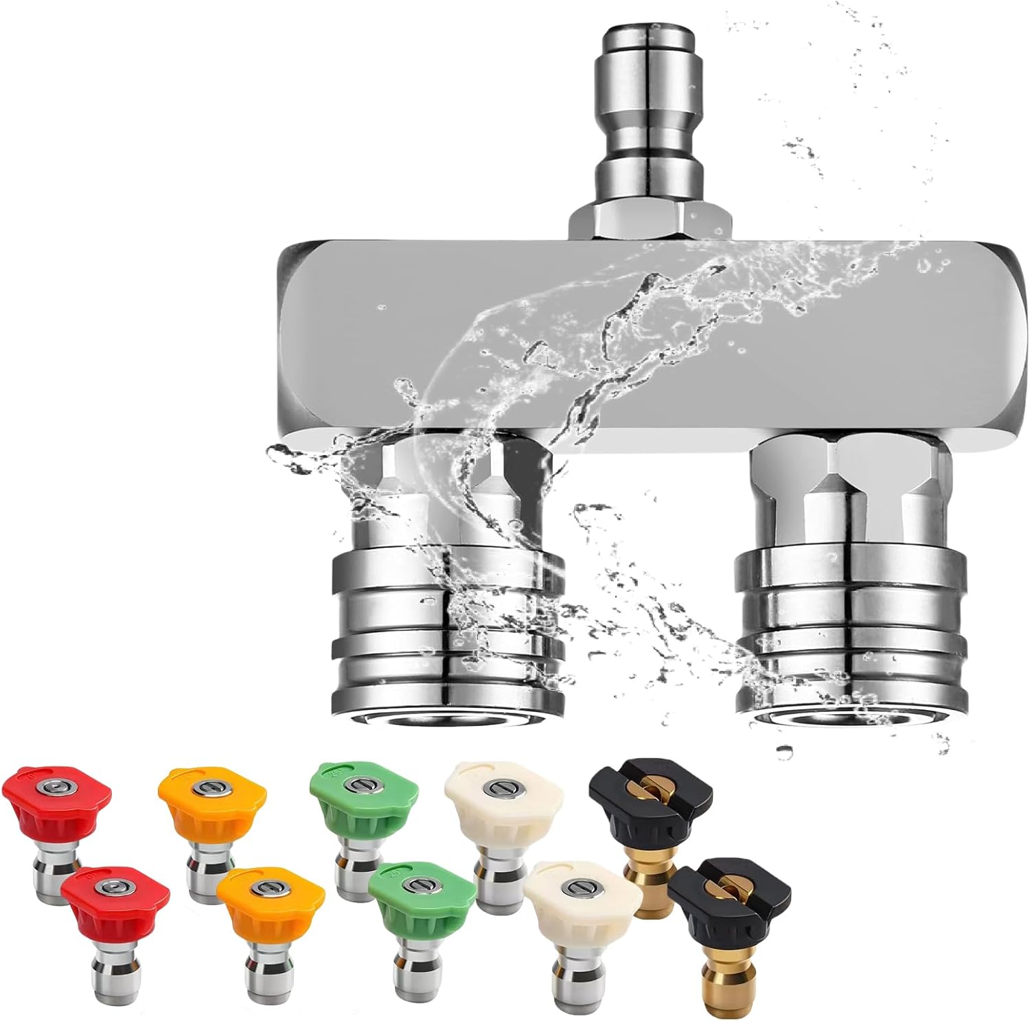 High Pressure Washer Nozzle, 2-in-1 Twin Turbo Nozzle with 10pcs Pressure Washer Spray Nozzles, 1/4 Inch Quick Connect, 5000 PSI Fits Most Pressure Washers