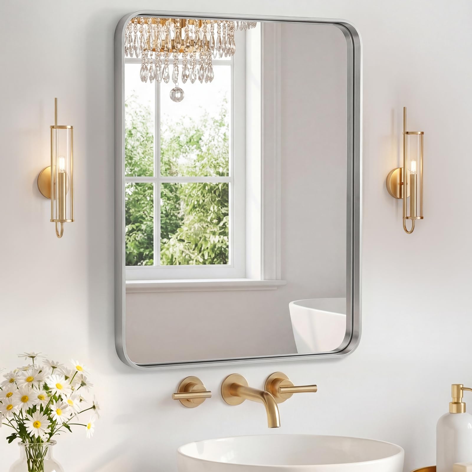 Sweetcrispy Bathroom Mirror 20x16 Inch, Vanity Mirror for Wall