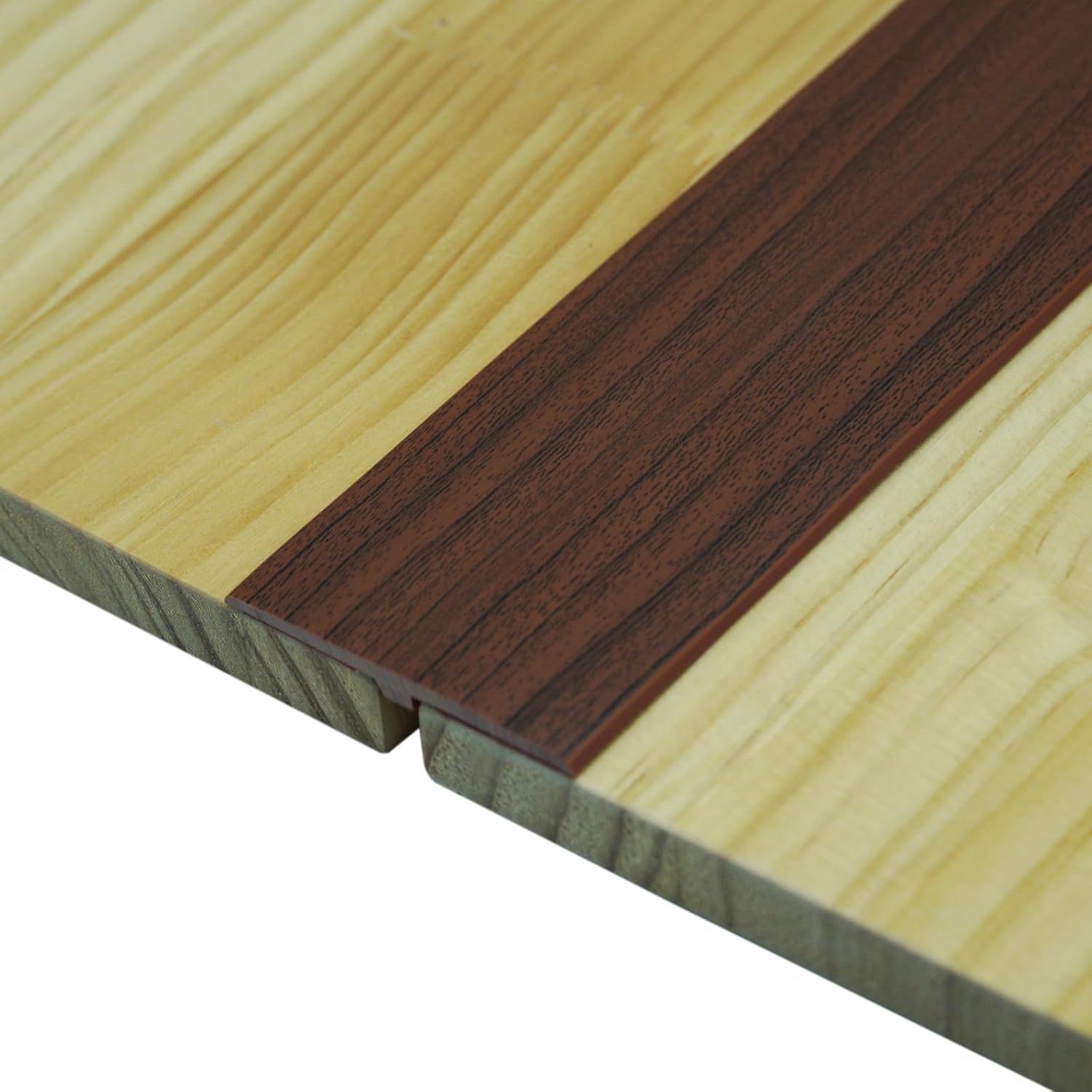 Self Adhesive Floor Transition Strip T Molding 10 ft x 1.97" (L x W) for Wood Tile Doorways Easy Install Gap Cover PVC Threshold Strip, Walnut