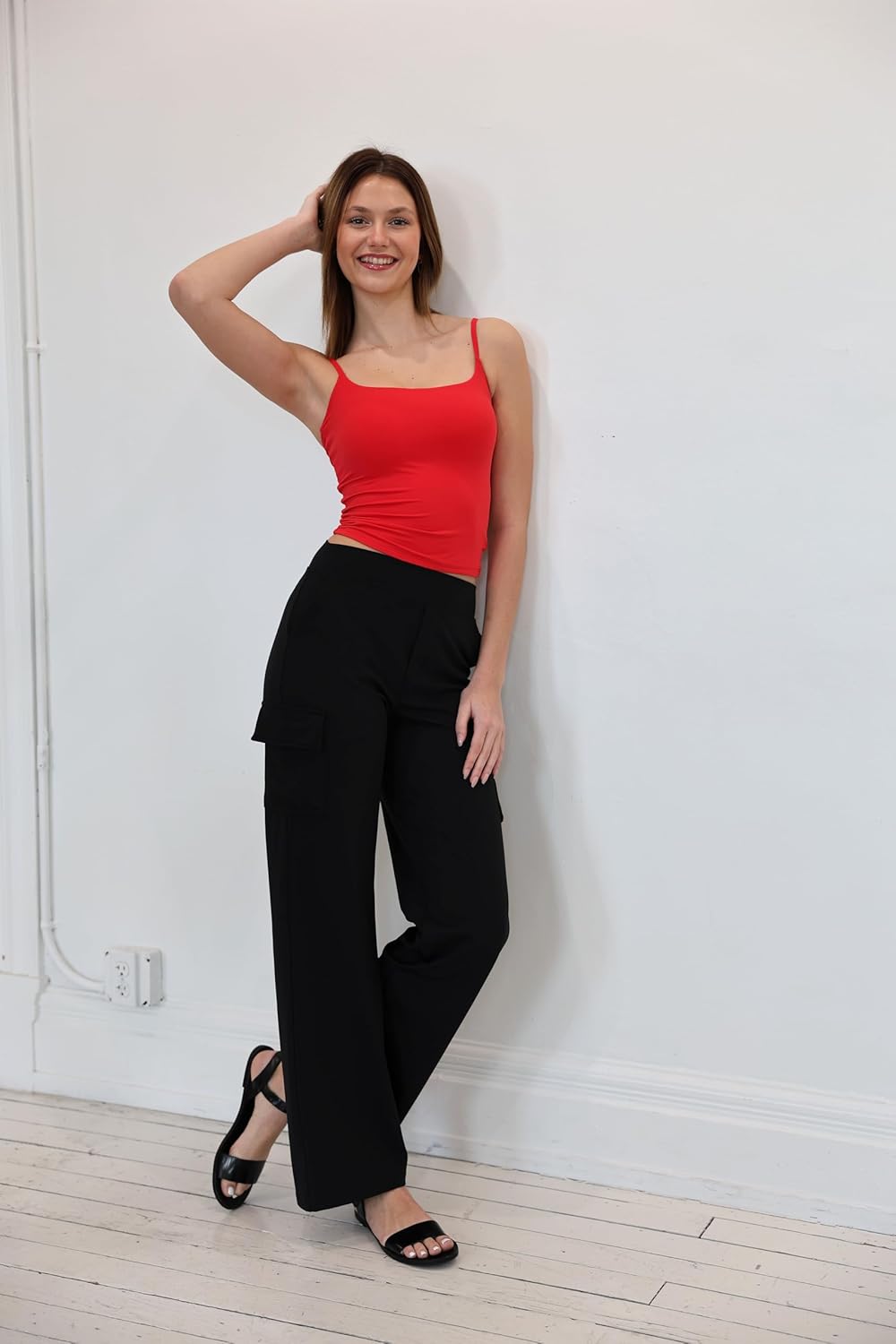 G4Free EverGoing Wide Leg Cargo Pants Women with 4 Pockets High Waisted Yoga Pants Stretch Casual Trousers