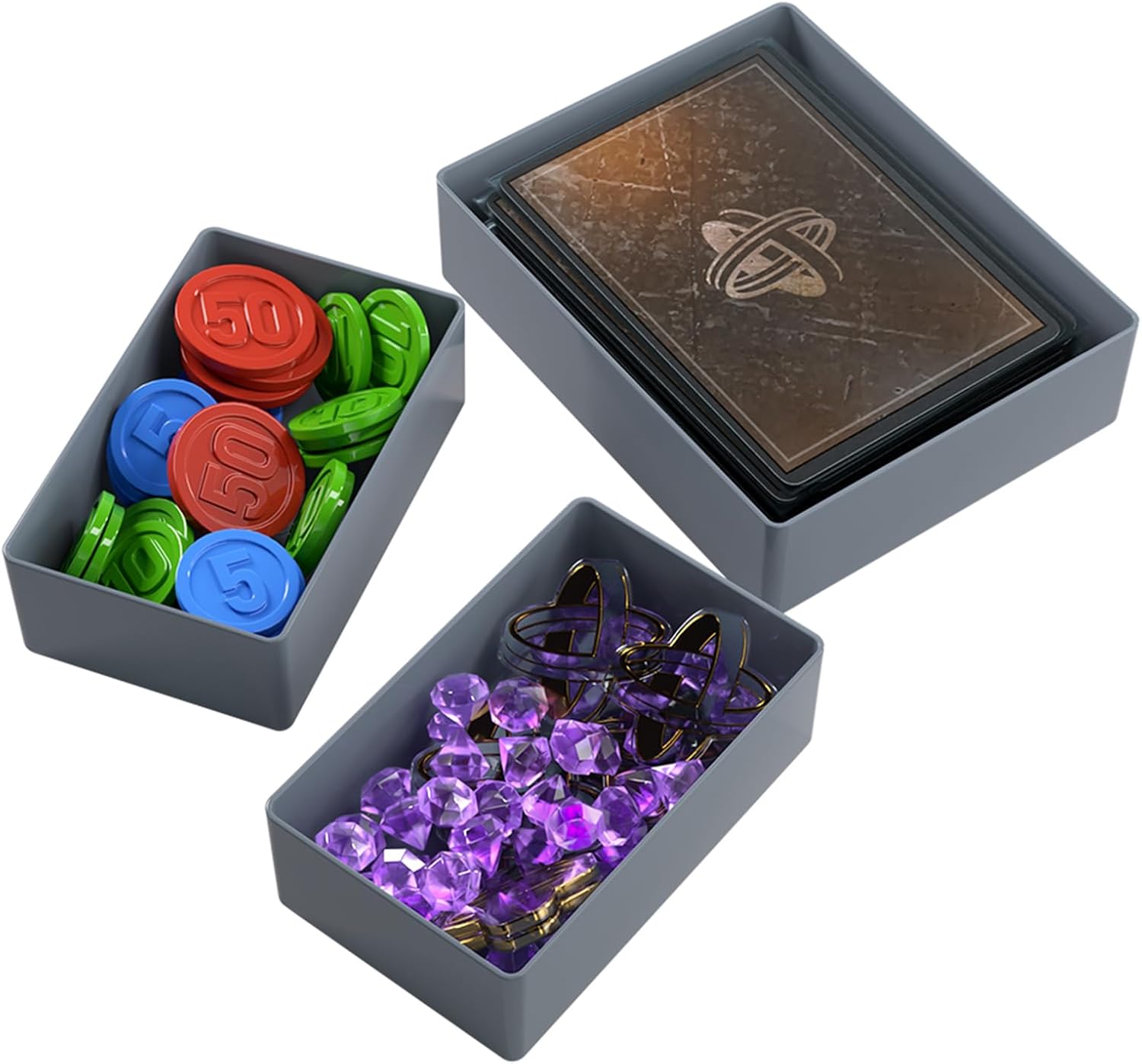 Gamegenic Token Silo Card Add On - 3-Piece Set of Game Trays, Holds Game Cards, Tokens, Dials and Dice, Organize LCG, TCG and Board Game Accessories, Modular Design, Black Color, Made