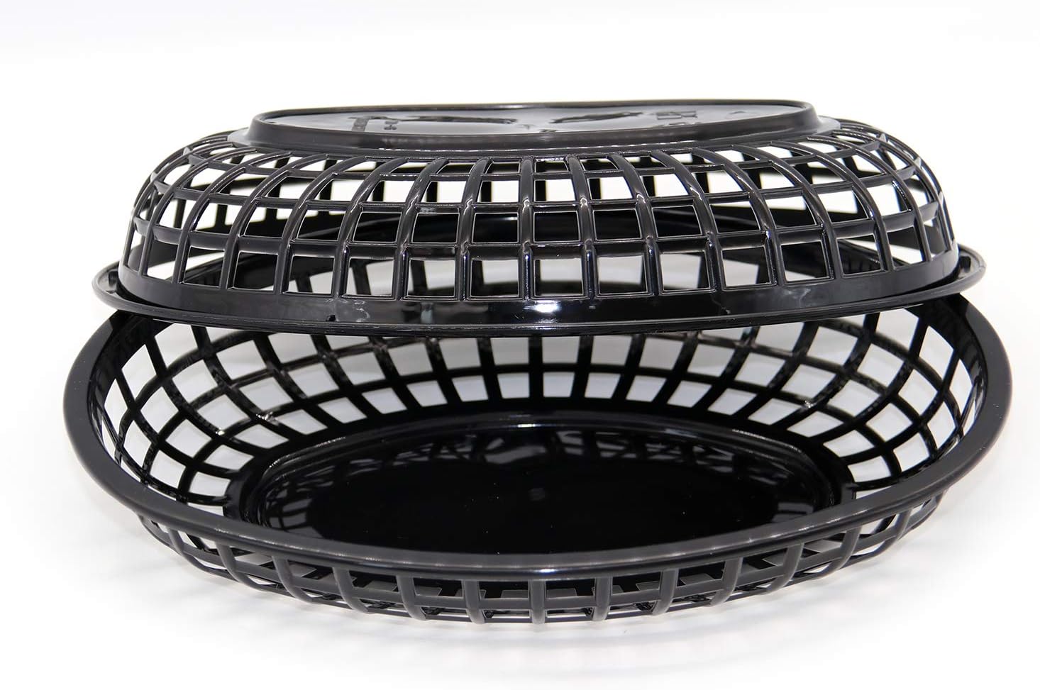 Retro Style Fast Food Basket (12Pk) and Checkered Deli Liner (100 Pk) Combo. Fast Food Basket Are Dishwasher Safe. Disposable Deli Paper Squares for Easy Cleanup (Black)