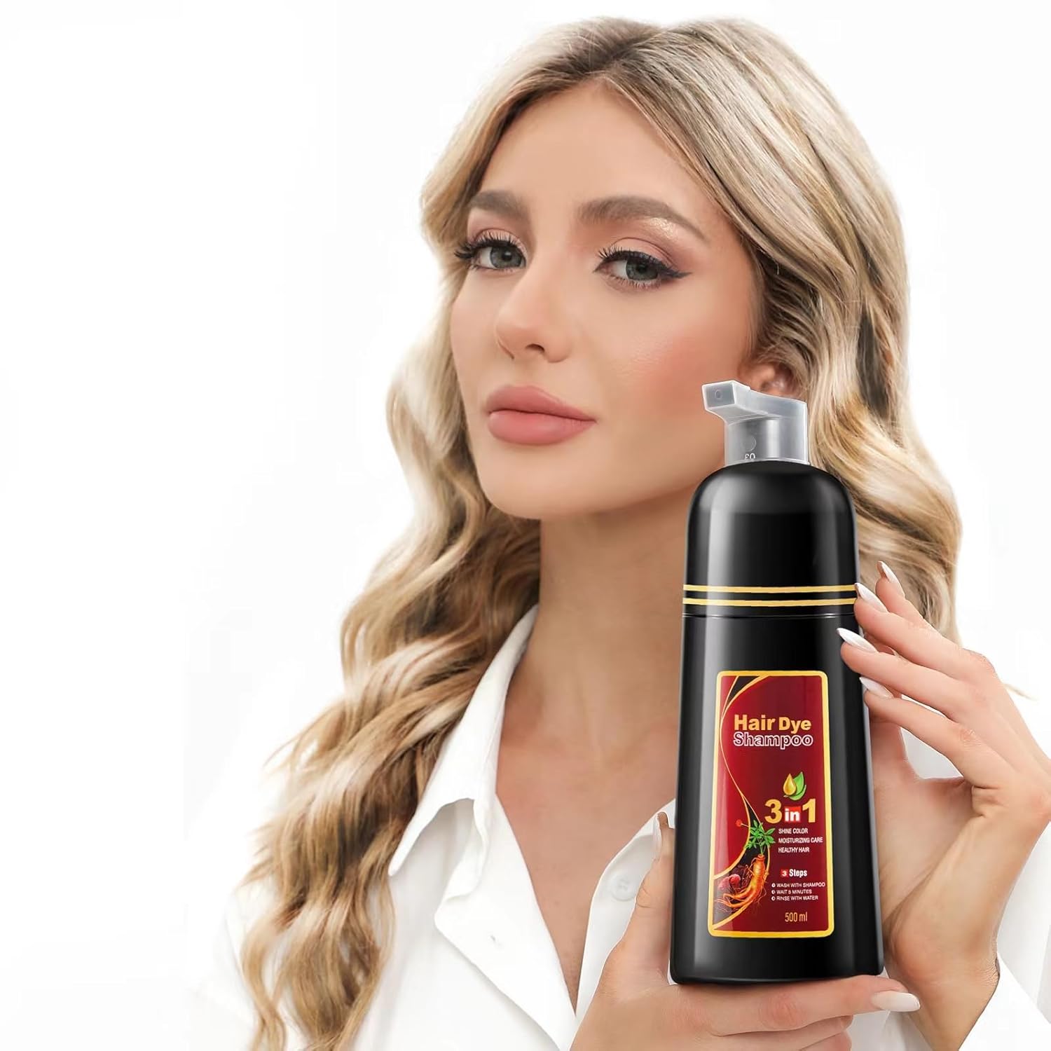 KILOMETS Chestnut Brown Hair Dye Shampoo for Gray Hair