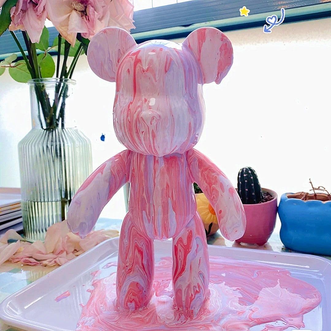 Painting Fluid Bear Teddy Bear Violent Bear Gloomy Bear Painting Kit Set Creative Home Decorations Handmade Doll Figurine Toys Gift for Birthday Valentines (13inch-3 pcs, Bear Mold)