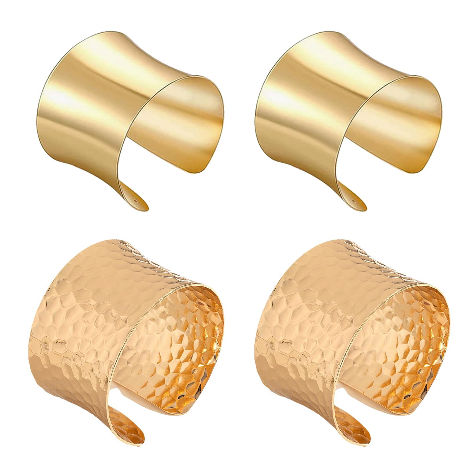 Choistily4Pcs Gold Cuff Bracelets Sets for Women Open Wide Bangle Bracelets Wrist Cuff Wrap Chunky Bracelet Arm Cuff Jewelry for Girls Lady Gifts