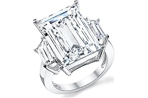 9 Carats Silver Emerald Engagement Ring for Women